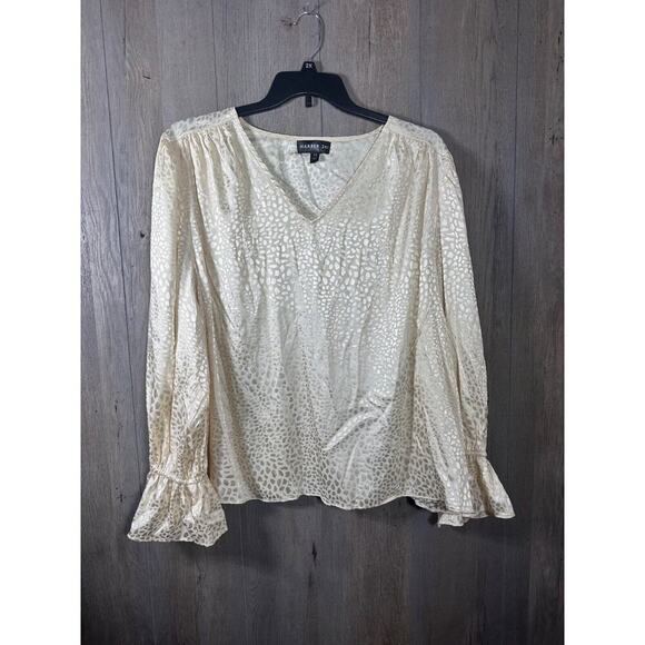NWT Harper 241 Embossed Top 2X Ivory Old Money Luxury Fairy - Picture 1 of 8